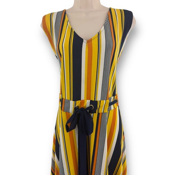 Size 3X 22 24 STRIPED DRAWSTRING WAIST HANDKERCHIEF HEM DRESS Summer Plus Size - Picture 2 of 5